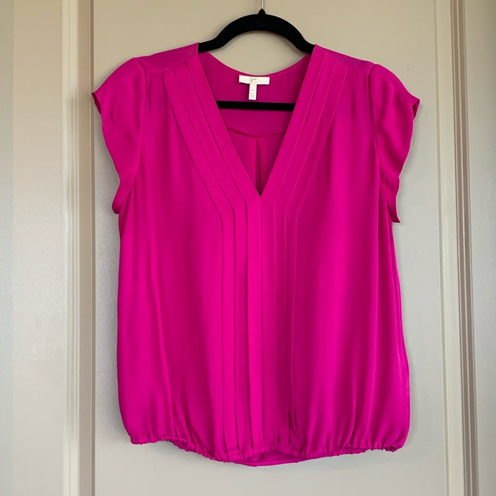 Joie ‘Marcher’ Silk Blouse in Fuchsia